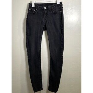 True Religion Jeans Women's 27 Faded Black Denim Curvy Skinny Stretch